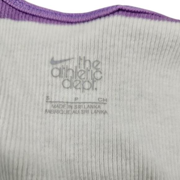 Vtg Y2K NIKE Purple White Wide Rugby Stripe Ribbed Cotton Long Tank Top Sporty S - Picture 4 of 9